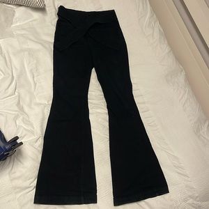 Black denim bootcut with beautiful belt and front pockets